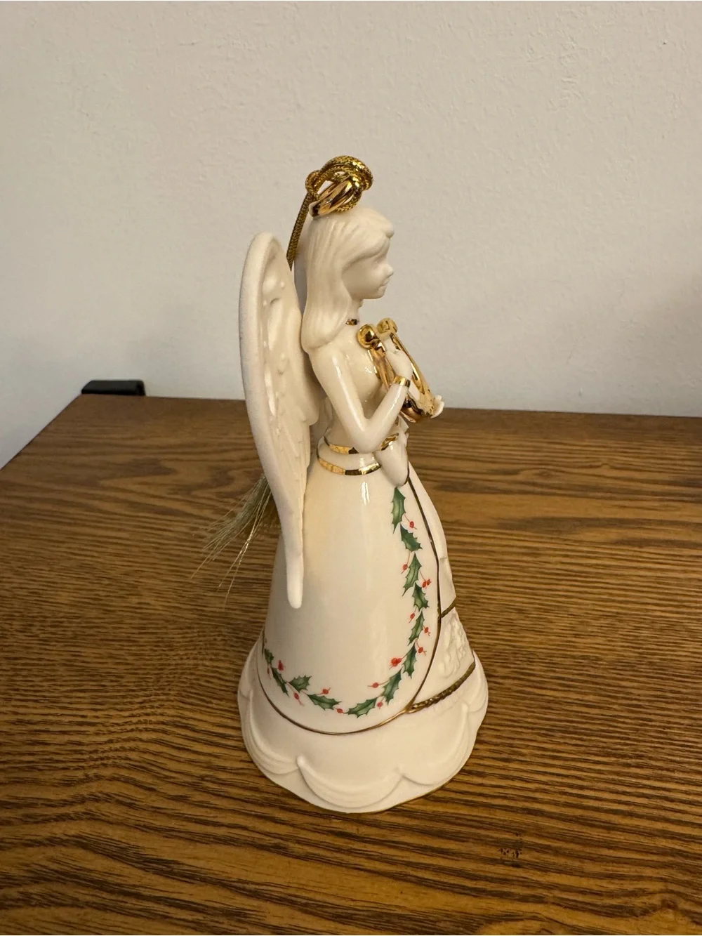 Lenox Holiday Porcelain Angel Bell Ornament with Gold Harp EUC No Box
